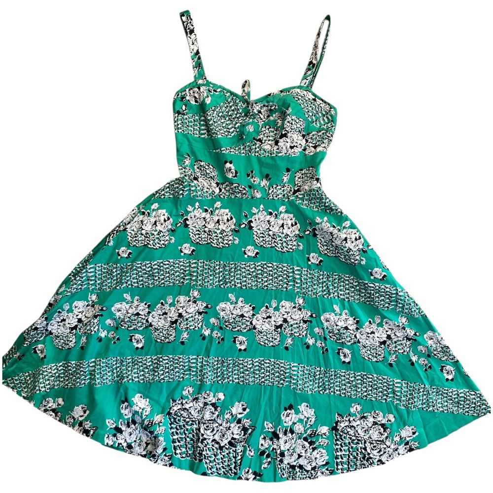 RETROSPEC'D Clothing Vintage Reproduction Green Basket Dress
